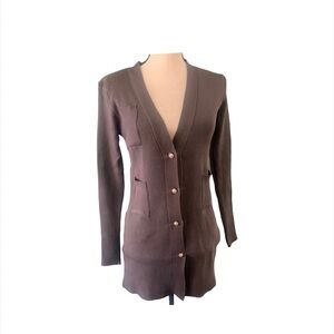 RIBBED Grey Cardigan